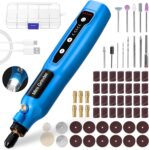 Cordless Mini Rotary Tool Set – 64Pcs Accessories 3.7V 5 Speed 3000rpm to 15000rpm Rotary Tool Kit USB Rechargeable with Light Mini Electric Grinder for DIY Work Engraving Grinding Polishing