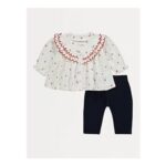 Cream Cherry Blouse and Jeggings Outfit