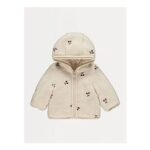 Cream Cherry Embroidered Borg Jacket