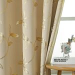 Cream Curtains with Metallic Gold Leaves – 70-80% Room Darkening, Help with Heat Insulation, 95 inch Drop Decorative Light Filtering Window Drapes for Lounge Privacy & Glare Reduction, 2 Panels