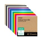 Cricut HTV Heat Transfer Vinyl Sheets 40 Pack 30.5 cm 30.5 cm (12 12) Iron-On HTV Vinyl Sheets for Fabric – Prime Exclusive