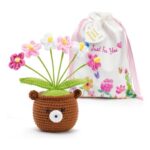 Crochet Flower Gifts for Women with Colourful Drawstring Pouch
