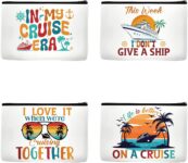 Cruise Vacation Gift Makeup Bag – 4 Pcs Cosmetic Bags Travel Organizer Portable Cruise Essentials Kit Gift Beach Accessories with Zipper for Women Lover Boat Friends Groups Travel Toiletry Bags