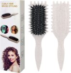 Curly Hair Brush, Curl Defining Brush for Women, Detangling & Styling Comb for Curly Hair, Anti-Static Curling Brush for Defined Curls, Frizz Control, for Wet & Dry Hair, Grey