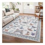 DEAL STACK – CAROMIO 160×230 Cm Mushroom Butterfly Rug, Grayish White