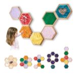 DEAL STACK – Sensory Wall Panel with 13 Wooden Tiles and Sequin Board