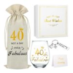 DEARLIVES 40th Birthday Personalised Gold Wine Glasses