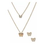 DKNY White Butterfly Boxed Earring & Necklace Set