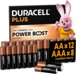 DURACELL Plus AA and AAA Batteries (combo Pack of 12xAA and 8xAAA) Alkaline Batteries 1.7V With POWER BOOST Actives 0% Plastic Packaging 10-Year Storage MN150/ MN2400