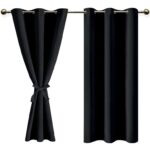 DWCN Black Blackout Curtains with Tiebacks, Thermal Insulated Solid Eyelet, 46 Wide x 54 Drop sold by DWCN EU /FBA with voucher