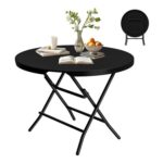 DWVO 80cm round Folding Table – Outdoor Patio Black