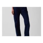 Dark Wash Blue mid Rise Straight Taper Jeans