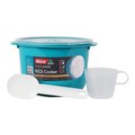 Dcor Microwave Rice Cooker 1-4 Cups, Teal, Cup & Paddle