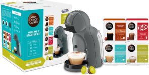 DeLonghi Nescafé Dolce Gusto Mini Me 2 Starter Kit – Coffee Capsule Machine with Compact Design, Automatic Shutdown, Hot and Cold Beverages, 15 Bar Pressure, Anthracite (EDG335.A)