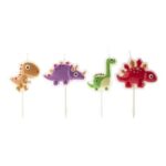 Dekora 4 Dinosaur Birthday Candles, 9.3 Cm