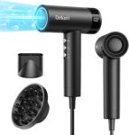 Dekuri Hair Dryer, 110,000 RPM High Speed Motor Hairdryer for Ultra-Fast Drying, 200M Ionic Care for Smooth & Shiny Hair, Lightweight with Magnetic Nozzle & Diffuser (Midnight Black)