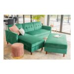 Destin Reversible Velvet Corner Sofa – Green