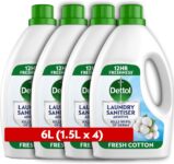 Dettol Laundry Sanitiser, Fresh Cotton (4 x 1.5l) 6L