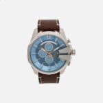 Diesel Silver Tone & Brown Leather Chronograph Watch – Free C&C