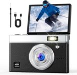 Digital Camera 4K for Kids: 4K Cameras with Flip Screen for Teens Black