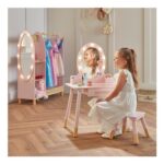 Dimples Wooden Light-up Vanity Table and Stool