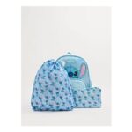 Disney Stitch Blue Glitter Sequin Backpack with Pencil Case