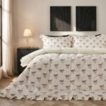 Ditsy Bow Print Frill Edge Coverless 7.5 Tog Single Duvet Set / Double £13