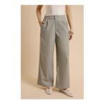 Dorothy Perkins Pleat Front Wide Leg Trousers – Grey