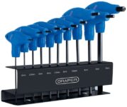 Draper 10 Piece T-Handle Hexagon Allen Key Set & Steel Wall Mounting Stand
