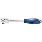 Draper 26515 60 Tooth Micro Head Reversible Soft Grip Ratchet,Blue, 3/8