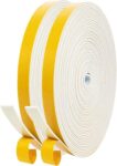 Draught Draft Excluder for Doors Windows, Weather Stripping Sealing Tape, 6mm (W) x 1.5mm (D) / 20m (L) Self-Adhesive Foam Seal Tape, Rubber Insulation Soundproofing Dustproof Waterproof