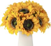 DuHouse 12pcs Artificial Sunflowers with Long Stems, Yellow