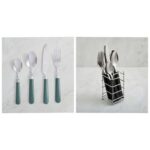 Dunelm 16 Piece Dark Green Cutlery Set / Square Plastic Handle 16 Piece Cutlery Set with Metal Caddy £4.20 (Free Click and Collect Only)