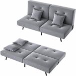 ELEGANT 3 Seater Sofa Bed, Fabric Click Clack Sofa, Grey, 89x180x78cm