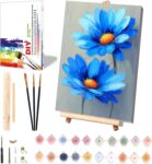 Easy Flower Paint by Numbers for Adults with Framed Canvas & Wooden Easel