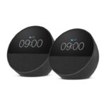 Echo Spot (newest gen), Smart alarm clock with vibrant sound, Black, with Alexa Early Access (Pack of 2) – Prime Exclusive
