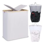 Efluky 140L Double Laundry Basket with Lid, 2 Removable Bags