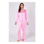 Elaina Fashion Pink Satin Pyjama Set with Pockets