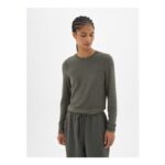 Elarae Supersoft Crew Neck Long Sleeve Top Khaki Green