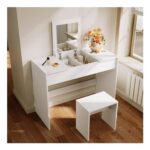 Elegant Dressing Table Set with Flip-up Mirror & Stool 45x100x76cm
