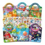 Elfew 6-Pack Reusable Sticker Book for Toddlers Ages 2-4