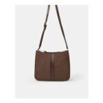 Embossed Faux Suede Crossbody Bag – Brown