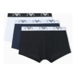 Emporio Armani Mens Bold Monogram 3-Pack Trunk Multicolor S