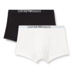 Emporio Armani Mens Soft Touch Bamboo 2-Pack Trunk Multicolor Black/White