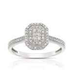Engagement Ring 9ct White Gold 0.20ct Cluster Diamond Ring