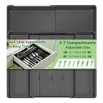 Euqvunn Expandable Cutlery Tray, Adjustable Drawer Organiser, 47 Compartments