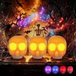 EverBrite 3-Pack Halloween Skull Light with Music, 5-Mode Led Skull Lamp