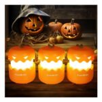 EverBrite Pumpkin Lantern Lights with Lanyard, 3-Pack