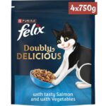 FELIX Doubly Delicious Salmon & Vegetables Dry Cat Food 4 x 750g (£8.55 / £7.65 max S&S)