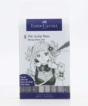 Faber-Castell Pitt Artist Pen Manga Wallet Assorted Colours Set of 8 Black and Grey (£1.99 C&C)